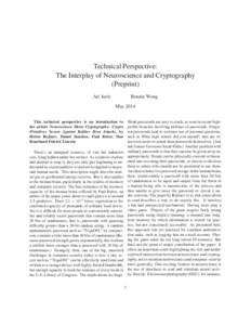 Technical Perspective: The Interplay of Neuroscience and Cryptography (Preprint) Ari Juels  Bonnie Wong