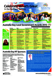 ADVERTISEMENT  Celebrate What’s Great In the Northern Territory  Australia Day Local Government Awards 2015