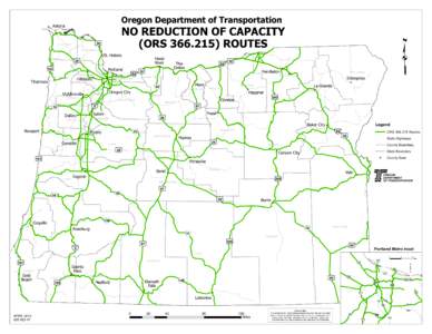 Oregon Department of Transportation  NO REDUCTION OF CAPACITY (ORS[removed]ROUTES  Astoria