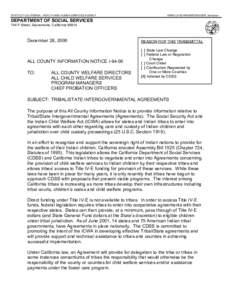 STATE OF CALIFORNIA - HEALTH AND HUMAN SERVICES AGENCY  ARNOLD SCHWARZENEGGER, Governor DEPARTMENT OF SOCIAL SERVICES 744 P Street, Sacramento, California 95814
