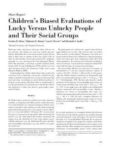 Children's Biased Evaluations of Lucky Versus Unlucky People and Their Social Groups