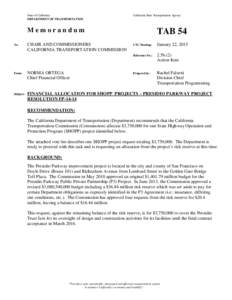 State of California DEPARTMENT OF TRANSPORTATION California State Transportation Agency  Memorandum