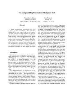 The Design and Implementation of Datagram TLS Nagendra Modadugu Stanford University