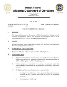 State of Alabama  Alabama Department of Corrections B OB RILEY