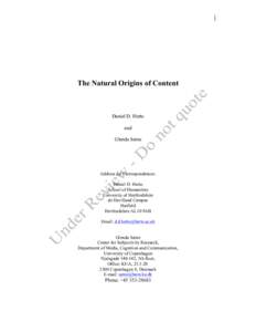 The Natural Origins of Content  Daniel D. Hutto and Glenda Satne