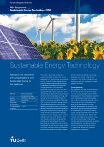 Faculty of Applied Sciences  MSc Programme Sustainable Energy Technology (3TU)  Sustainable Energy Technology