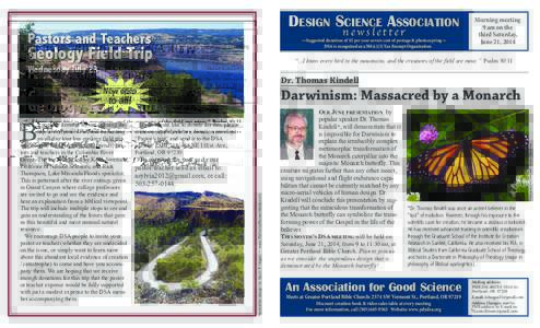 DeSiGn Science ASSociAtion newsletter Pastors and Teachers  —Suggested donation of $5 per year covers cost of postage & photocopying—