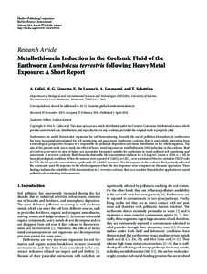 Toxicology / Medicine / Earthworm / Lumbricus terrestris / Lumbricus rubellus / Metallothionein / Eisenia fetida / Drilosphere / Ecotoxicology / Lumbricidae / Biology / Chemistry