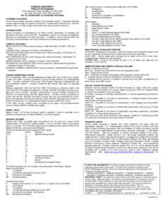 PURDUE UNIVERSITY Office of the Registrar 610 Purdue Mall, West Lafayette, IN[removed]Tel: ([removed]FAX: ([removed]KEY TO TRANSCRIPT OF ACADEMIC RECORDS ACADEMIC CALENDAR