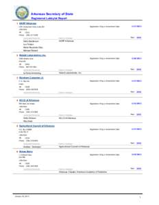 Arkansas Secretary of State Registered Lobbyist Report 1 AARP Arkansas Registration Filing or Amendment Date:  1701 Centerview Drive, Suite 205