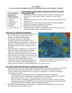 FACT SHEET U.S. PLAN FOR AN IMPROVED TSUNAMI DETECTION AND WARNING SYSTEM Key Components to an ideal Tsunami Warning and Response System: