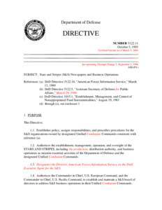 DoD Directive[removed], October 5, 1993; Incorporating through Change 2 - September 3, 1996; Certified Current as of March 5, 2004