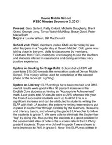 ! ! Devon Middle School	
   PSSC Minutes December 3, 2013	
  