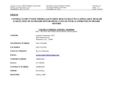 Anthony Cromartie, PROCUREMENT MANAGER E-MAIL: [removed] TELEPHONE: ([removed]MATERIALS MANAGEMENT OFFICE 1201 MAIN STREET, SUITE 600