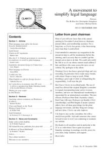 A movement to simplify legal language Patrons: The Rt Hon Sir Christopher Staughton and Justice Michael Kirby NO 45: DECEMBER 2000