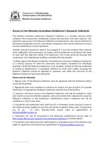Access to the Western Australian Herbarium Research Collection