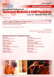 Child PsychologyInitial Announcement International Conference on