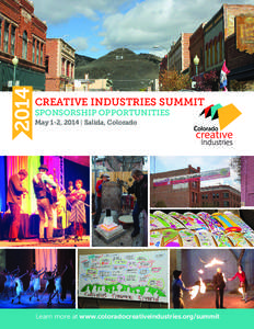 2014  CREATIVE INDUSTRIES SUMMIT SPONSORSHIP OPPORTUNITIES May 1-2, 2014 | Salida, Colorado