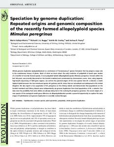 O R I G I NA L A RT I C L E doi:evoSpeciation by genome duplication: Repeated origins and genomic composition of the recently formed allopolyploid species