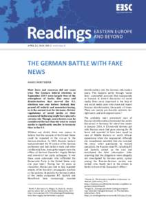 APRIL 16, 2018 | NO. 1 www.eesc.lt  THE GERMAN BATTLE WITH FAKE NEWS MARIUS MORTSIEFER Most fears and concerns did not come