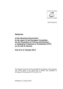 CPT/Inf[removed]Response of the Ukrainian Government to the report of the European Committee for the Prevention of Torture and Inhuman