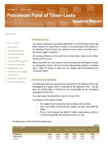 V O LU M E 9  I S S UE XX VI Petroleum Fund of Timor-Leste Quarterly Report