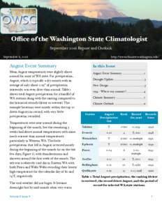 Office of the Washington State Climatologist September 2016 Report and Outlook September 6, 2016 http://www.climate.washington.edu/