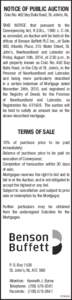 NOTICE OF PUBLIC AUCTION Civic No. 462 Bay Bulls Road, St. John’s, NL TAKE NOTICE that pursuant to the Conveyancing Act, R.S.N.L[removed]c. C-34, as amended, an Auction will be held at the