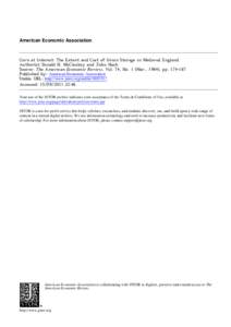 American Economic Association  Corn at Interest: The Extent and Cost of Grain Storage in Medieval England Author(s): Donald N. McCloskey and John Nash Source: The American Economic Review, Vol. 74, No. 1 (Mar., 1984), pp