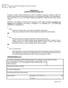 Attachment 4 RFP Title: 18th Annual AB 1058 Child Support Training Conference RFP Number: CRS AU 099 Attachment 4 DARFUR CONTRACTING ACT