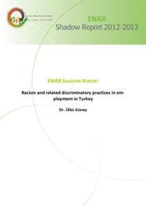 ENAR SHADOW REPORT Racism and related discriminatory practices in employment in Turkey Dr. Ülkü Güney 0