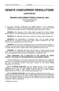 Senate Concurrent Resolutions  Chapter 543 SENATE CONCURRENT RESOLUTIONS CHAPTER 543