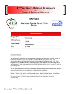 4th Year Math-Related Crosswalk For Career & Technical Education NCRESA Newaygo County Career-Tech