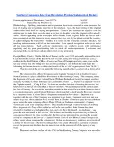 Southern Campaign American Revolution Pension Statements & Rosters Pension application of Theodosius Cook R2276 fn10NC Transcribed by Will Graves[removed]Methodology: Spelling, punctuation and/or grammar have been corre