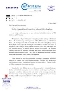 The Third Imported Case of Human Swine Influenza (HSI) in Hong Kong
