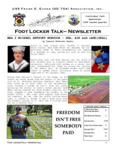 U S S F R A N K E . E VA N S ( D D[removed]A S S O C I AT I O N ,  INC. Footlocker Talk Newsletter