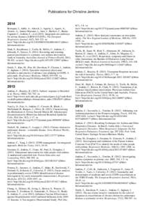Publications for Christine Jenkins[removed]Bousquet, J., Addis, A., Adcock, I., Agache, I., Agusti, A., Alonso, A., Annesi-Maesano, I., Anto, J., Bachert, C., BaenaCagnani, C., Jenkins, C., et al[removed]Integrated care pa