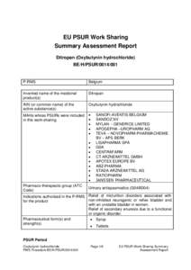 EU PSUR Work Sharing Summary Assessment Report Ditropan (Oxybutynin hydrochloride) BE/H/PSUR[removed]P-RMS