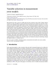 Variable selection in measurement error models