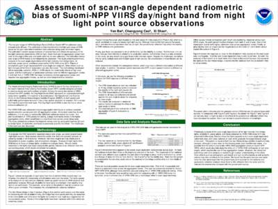 Assessment of scan-angle dependent radiometric bias of Suomi-NPP VIIRS day/night band from night light point source observations Yan Baia, Changyong Caob, Xi Shaoa, a University
