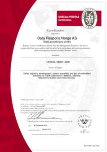 Public-key cryptography / Standards / Bureau Veritas / Public key certificate / OHSAS 18001 / Business / Management / Technology / Quality management / Electronic commerce / Key management