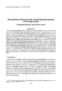 Journal of Marine Research, 51, ,1993  Phytoplankton bloom and the vertical thermal of the upper ocean