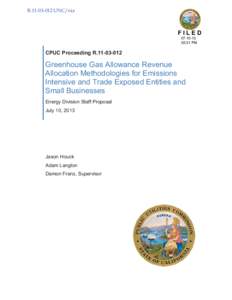 Greenhouse Gas Allowance Revenue Allocation Methodologies for Emissions Intensive and Trade Exposed Entities and Small Businesses