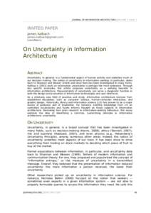 JOURNAL OF INFORMATION ARCHITECTURE | VOLUME 1 ISSUE 1  INVITED PAPER James Kalbach [removed] LexisNexis