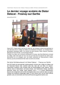 Ouest-France / Pays de la Loire / Alençon / Fresnay-sur-Sarthe / Archives du mercredi[removed]Le dernier voyage scolaire de Dieter