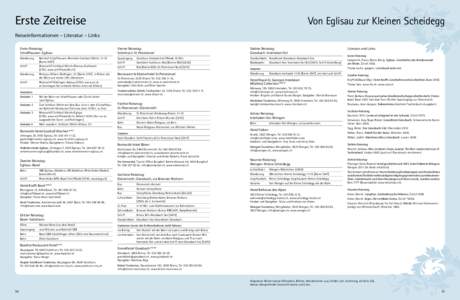 Erste Zeitreise  Von Eglisau zur Kleinen Scheidegg Reiseinformationen – Literatur – Links Erster Reisetag: