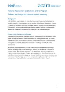 Tailored test design 2013 research study summary