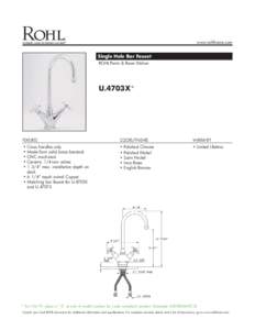 www.rohlhome.com  Single Hole Bar Faucet ROHL Perrin & Rowe Kitchen  U.4703X*