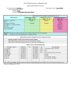 Great Plains Interagency Dispatch Center PREPLANNED DISPATCH CARD I.A. Response Zone: Deerfield ___ DUTY OFFICER CONTACT Primary: Mystic Secondary: South Dakota State Duty Officer