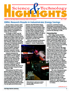 Science & Technology Highlights Published by Oak Ridge National Laboratory’s EERE and OE Programs